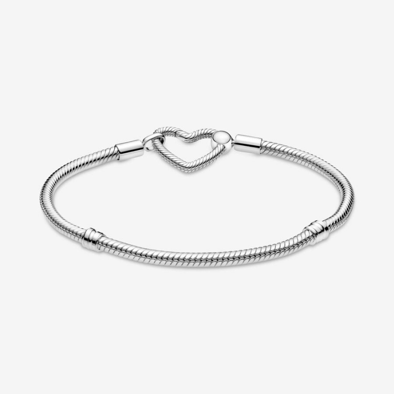 Pandora Moments Heart Closure Snake Charm Holders Sterling Silver | 369-RMPYQV