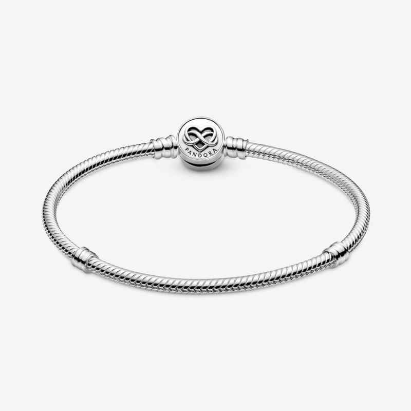 Pandora Moments Heart Infinity Clasp Snake Charm Bracelets Sterling Silver | 632-RLVMIZ