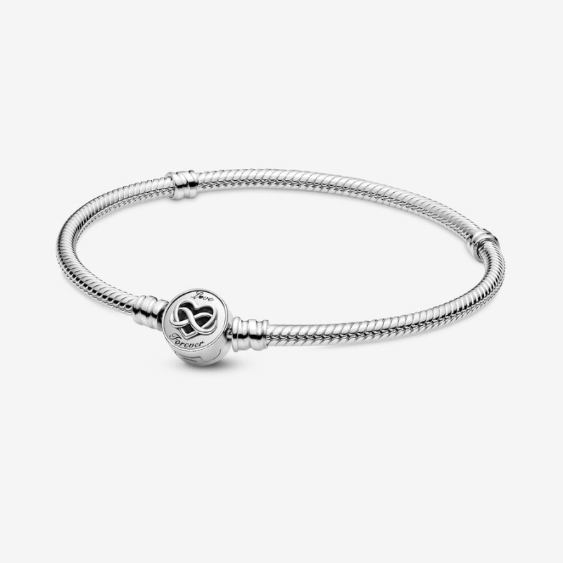 Pandora Moments Heart Infinity Clasp Snake Charm Bracelets Sterling Silver | 632-RLVMIZ