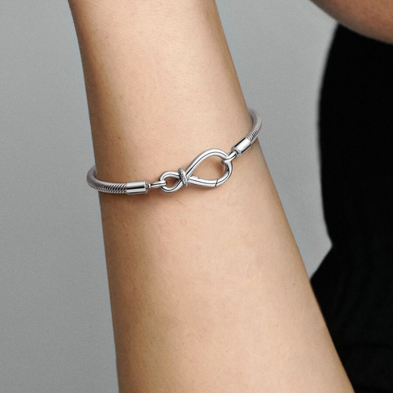 Pandora Moments Infinity Knot Snake Charm Bracelets Sterling Silver | 015-EZUNOX