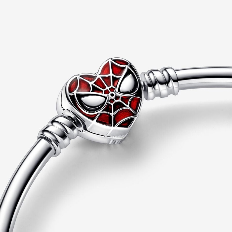 Pandora Moments Marvel Spider-Man Mask Clasp Bangle Charm Bracelets Sterling Silver | 092-MBCYNK