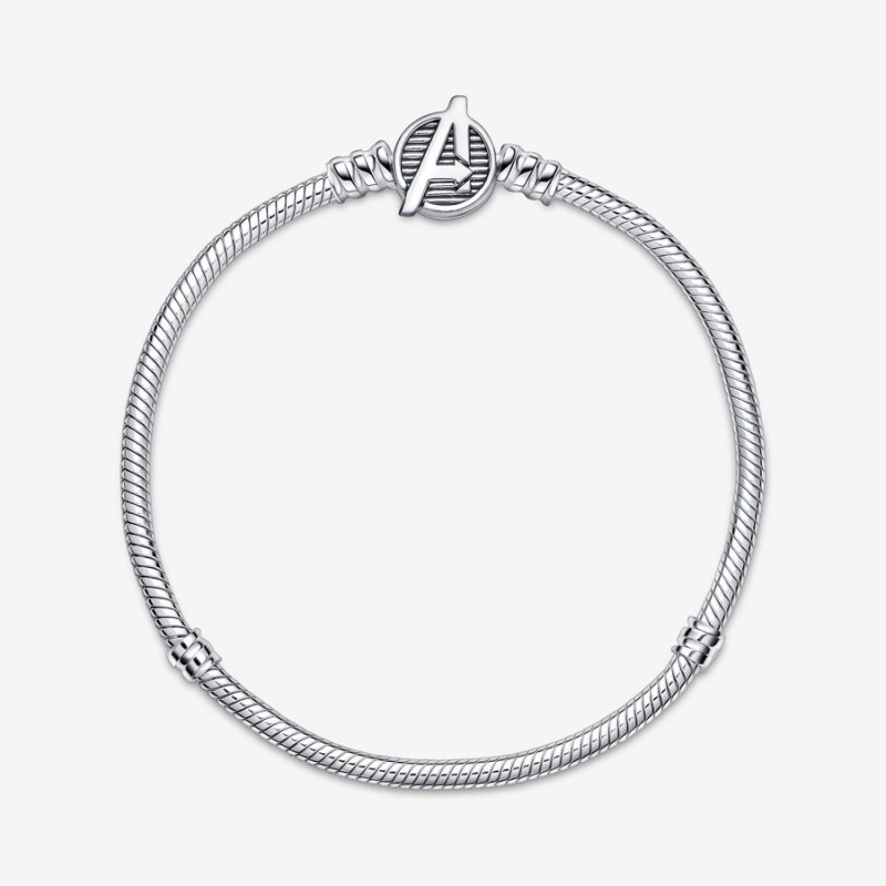 Pandora Moments Marvel The Avengers Logo Clasp Snake Charm Bracelets Sterling Silver | 362-CYVJIR