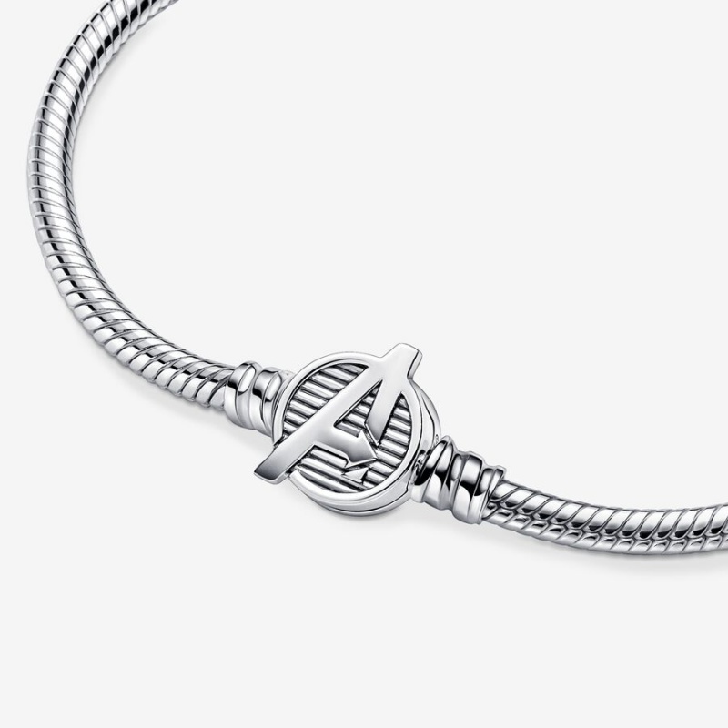 Pandora Moments Marvel The Avengers Logo Clasp Snake Charm Bracelets Sterling Silver | 362-CYVJIR