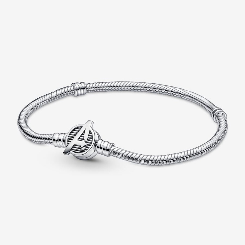 Pandora Moments Marvel The Avengers Logo Clasp Snake Charm Bracelets Sterling Silver | 362-CYVJIR