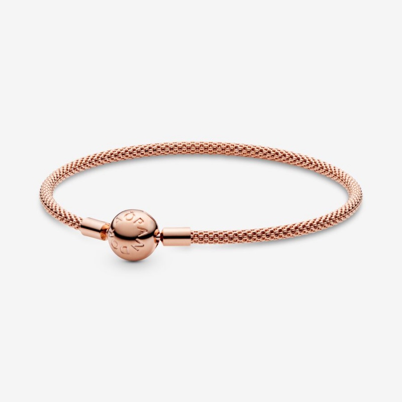 Pandora Moments Mesh Charm Bracelets Rose Gold Plated | 195-SFAYBK