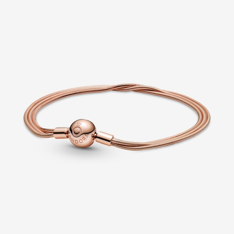 Pandora Moments Multi Snake Chain Bracelets Rose Gold Plated | 759-GSPYFE