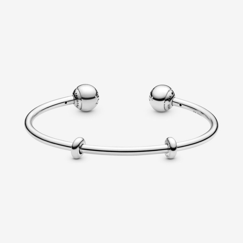 Pandora Moments Open Bangle Charm Holders Sterling Silver | 213-QKZCED