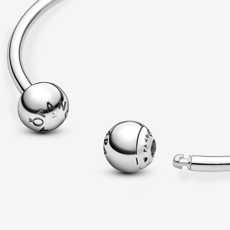 Pandora Moments Open Bangle Charm Holders Sterling Silver | 213-QKZCED