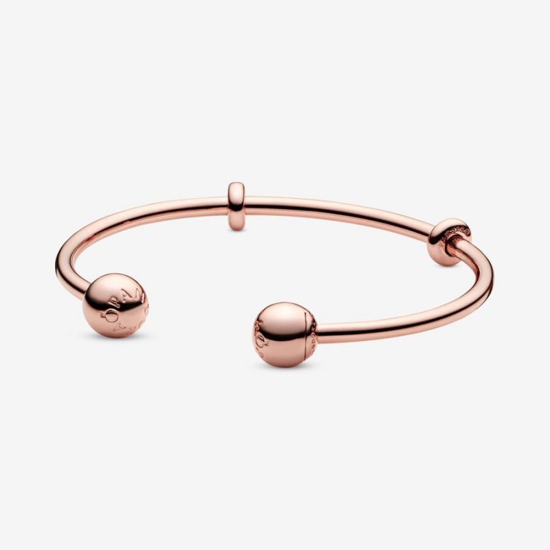 Pandora Moments Open Bangle Charm Holders Rose Gold Plated | 561-YUOCXL