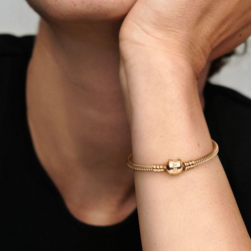 Pandora Moments Snake Chain Bracelets Gold | 245-EGFASZ