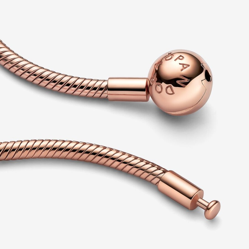 Pandora Moments Snake Chain Necklaces Rose Gold Plated | 684-HZACDQ