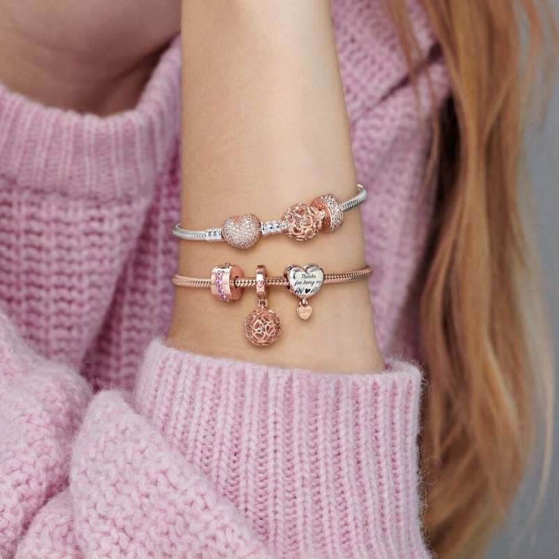 Pandora Moments Snake Charm Bracelets Rose Gold Plated | 107-OABYSZ