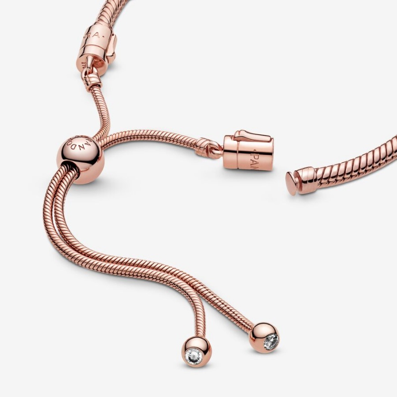 Pandora Moments Snake Slider Charm Holders Rose Gold Plated | 015-OQPTNU