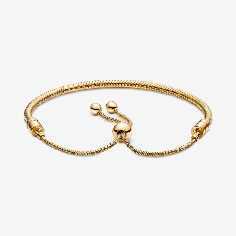 Pandora Moments Snake Slider Sliding Bracelets Gold Plated | 981-NMDWJV