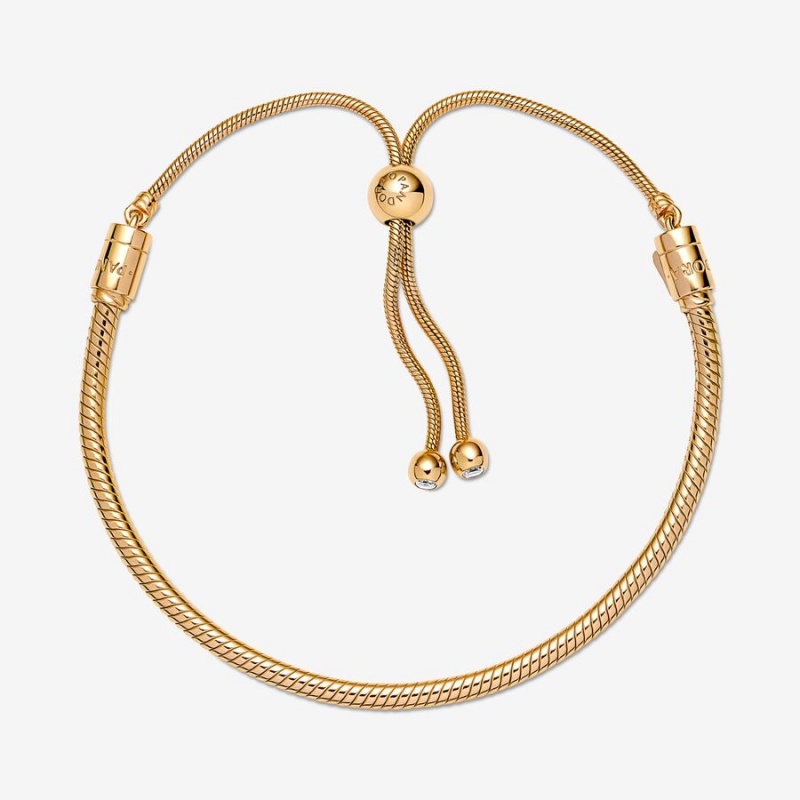 Pandora Moments Snake Slider Sliding Bracelets Gold Plated | 981-NMDWJV