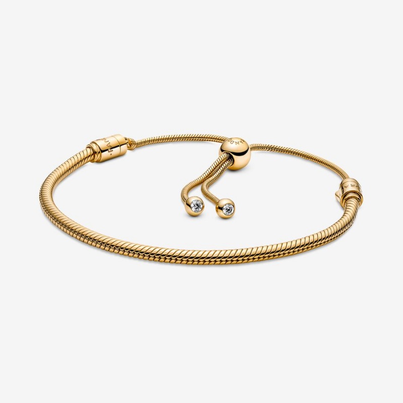 Pandora Moments Snake Slider Sliding Bracelets Gold Plated | 981-NMDWJV