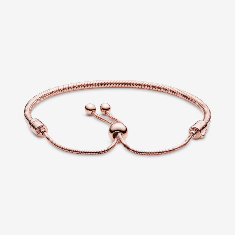 Pandora Moments Snake Slider Sliding Bracelets Rose Gold Plated | 409-PVUGHC