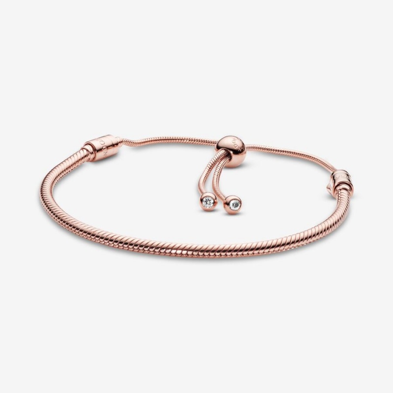 Pandora Moments Snake Slider Sliding Bracelets Rose Gold Plated | 409-PVUGHC