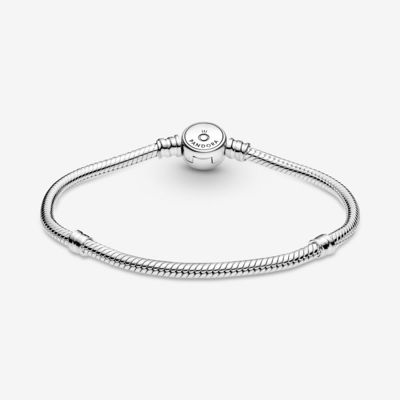 Pandora Moments Sparkling Blue Disc Clasp Snake Charm Holders Sterling Silver | 754-OTSZAD