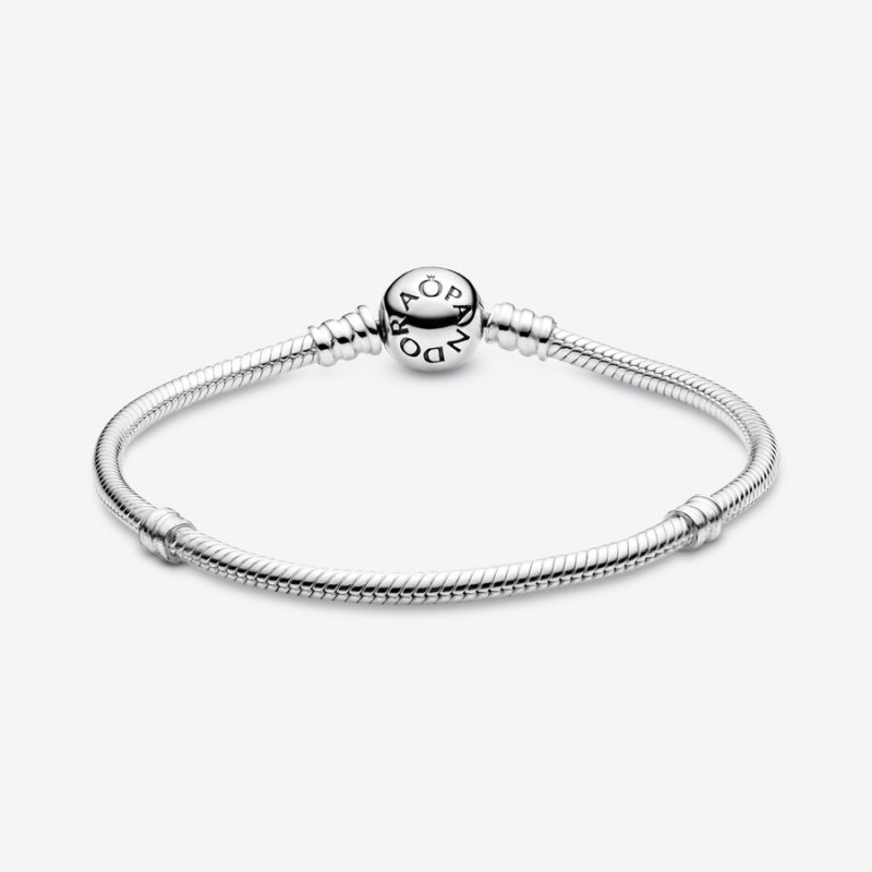 Pandora Moments Sparkling Heart Clasp Snake Charm Bracelets Sterling Silver | 514-WOESYG