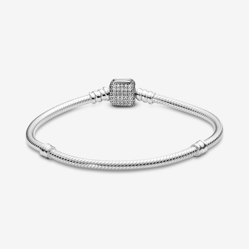 Pandora Moments Sparkling Pavé Clasp Snake Charm Bracelets Sterling Silver | 438-JEYFLB