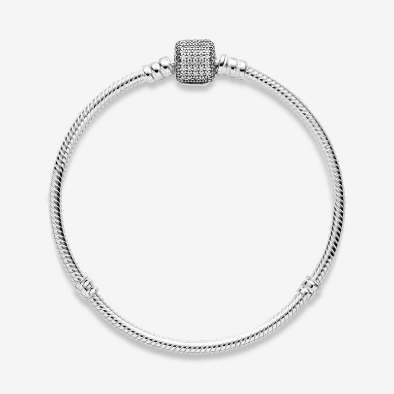 Pandora Moments Sparkling Pavé Clasp Snake Charm Bracelets Sterling Silver | 438-JEYFLB