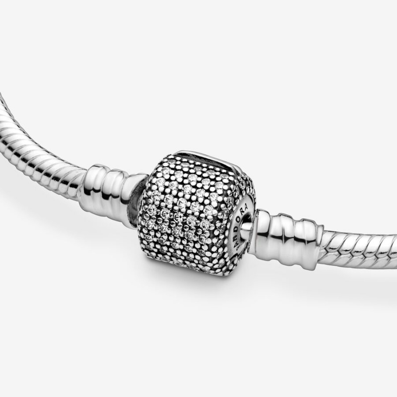 Pandora Moments Sparkling Pavé Clasp Snake Charm Bracelets Sterling Silver | 438-JEYFLB