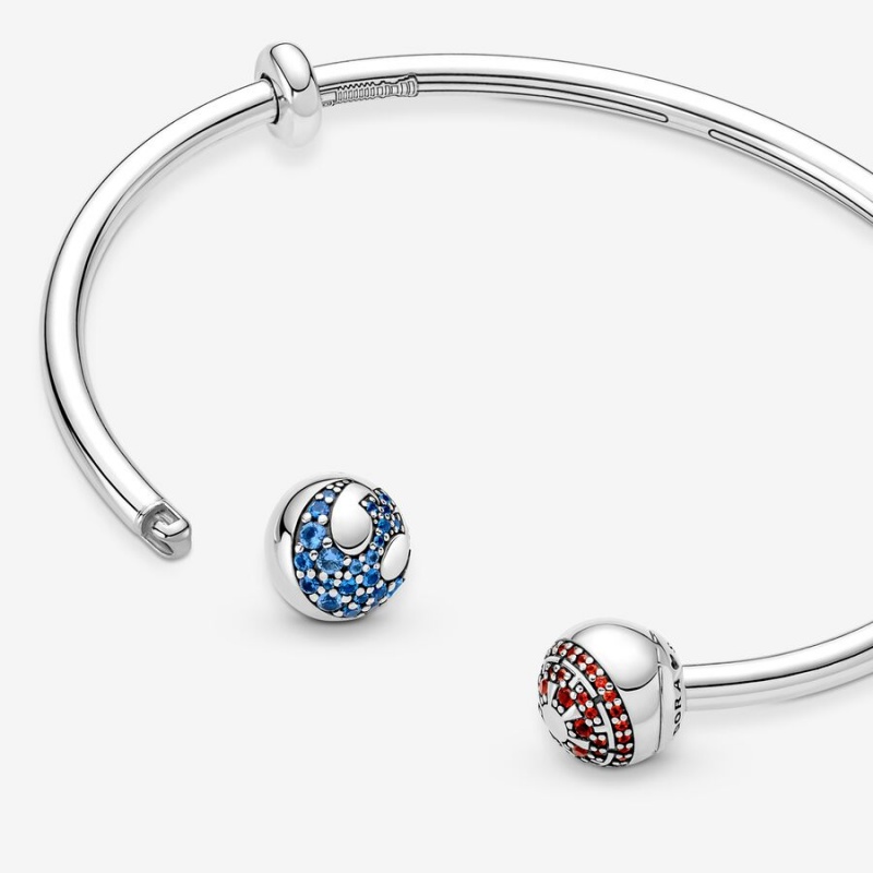 Pandora Moments Star Wars™ Light & Dark Side Logo Open Bangle Charm Holders Sterling Silver | 210-DQJMLR