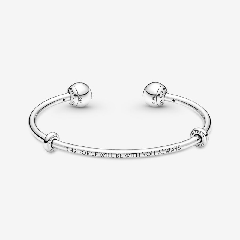 Pandora Moments Star Wars™ Light & Dark Side Logo Open Bangle Charm Holders Sterling Silver | 210-DQJMLR