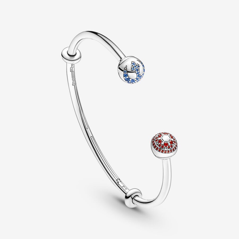 Pandora Moments Star Wars™ Light & Dark Side Logo Open Bangle Charm Holders Sterling Silver | 210-DQJMLR