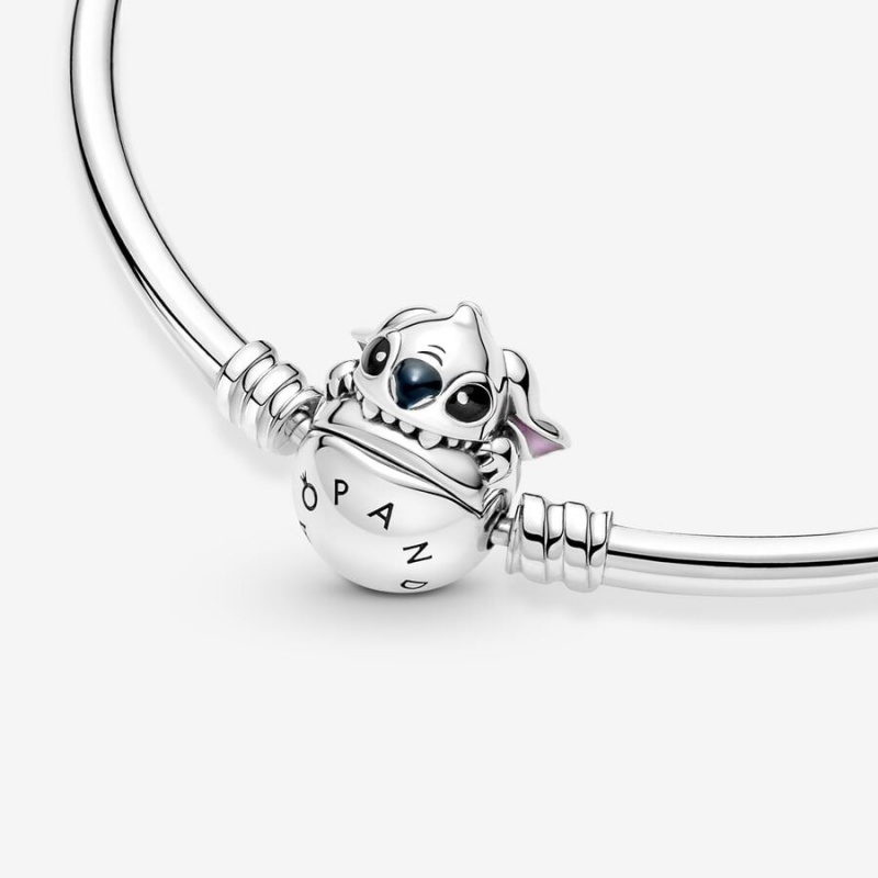 Pandora Moments Stitch Biting Clasp Bangle Charm Bracelets Sterling Silver | 829-IBYKES