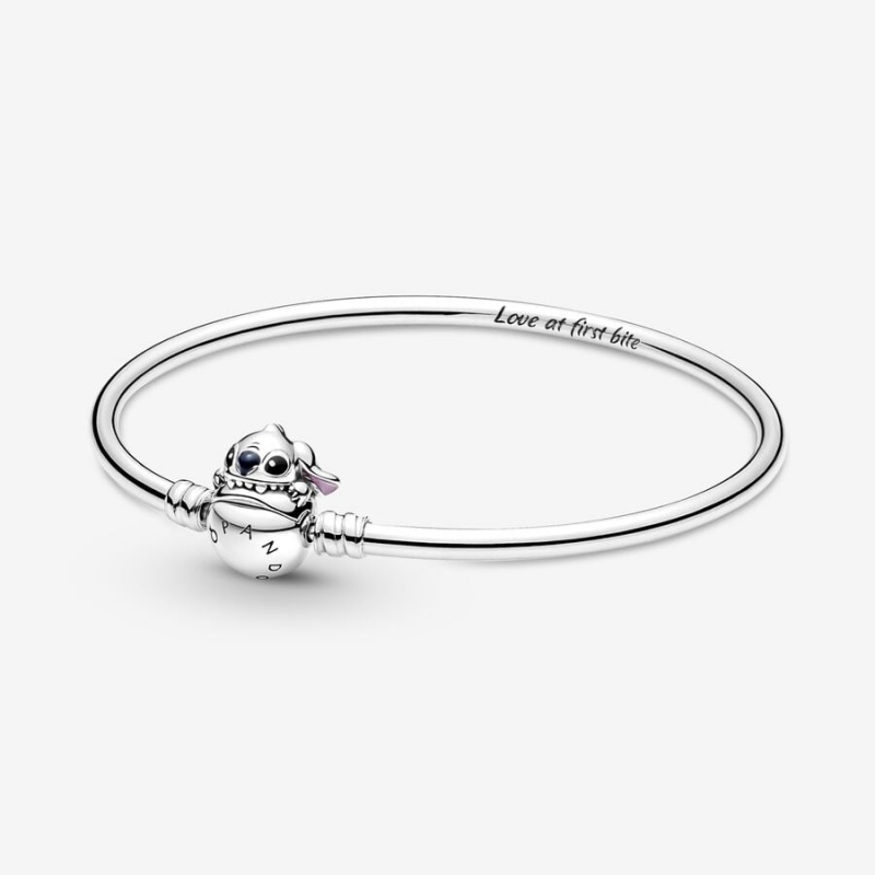 Pandora Moments Stitch Biting Clasp Bangle Charm Bracelets Sterling Silver | 829-IBYKES