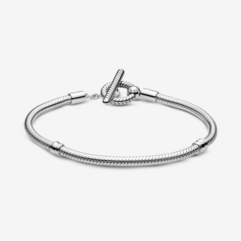 Pandora Moments T-Bar Snake Charm Bracelets Sterling Silver | 316-FOKXLC