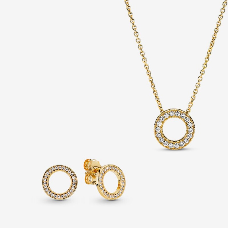 Pandora Necklace & Earring Sets Gold Plated | 365-NBCJDX