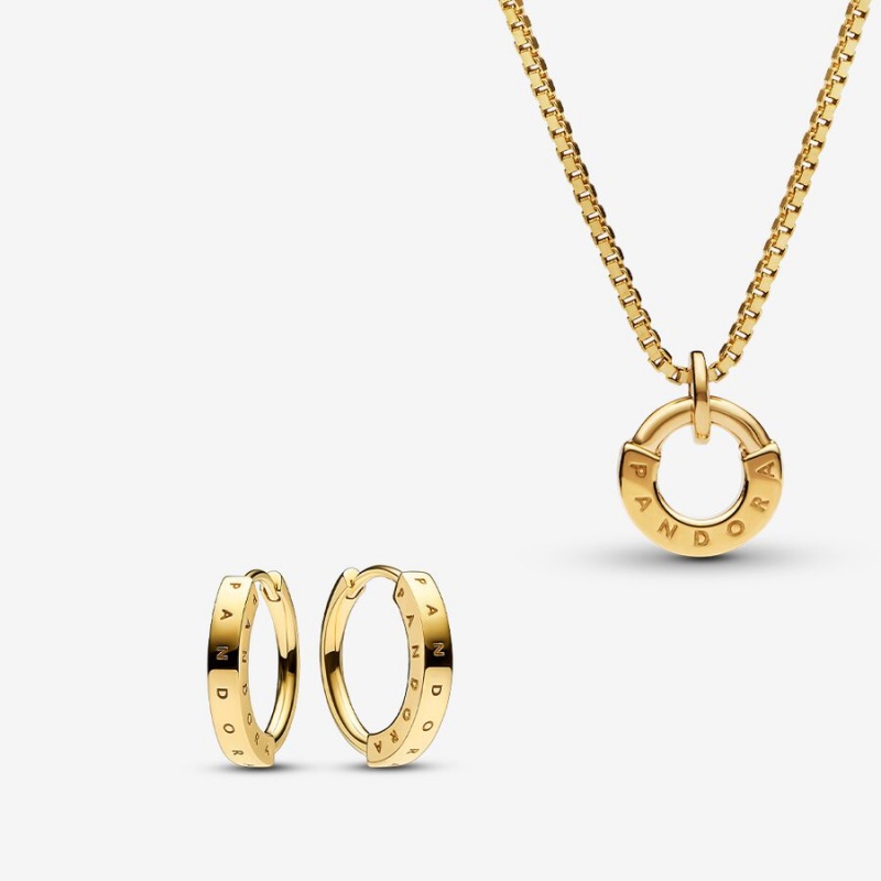 Pandora Necklace & Earring Sets Gold Plated | 260-JRDWIG