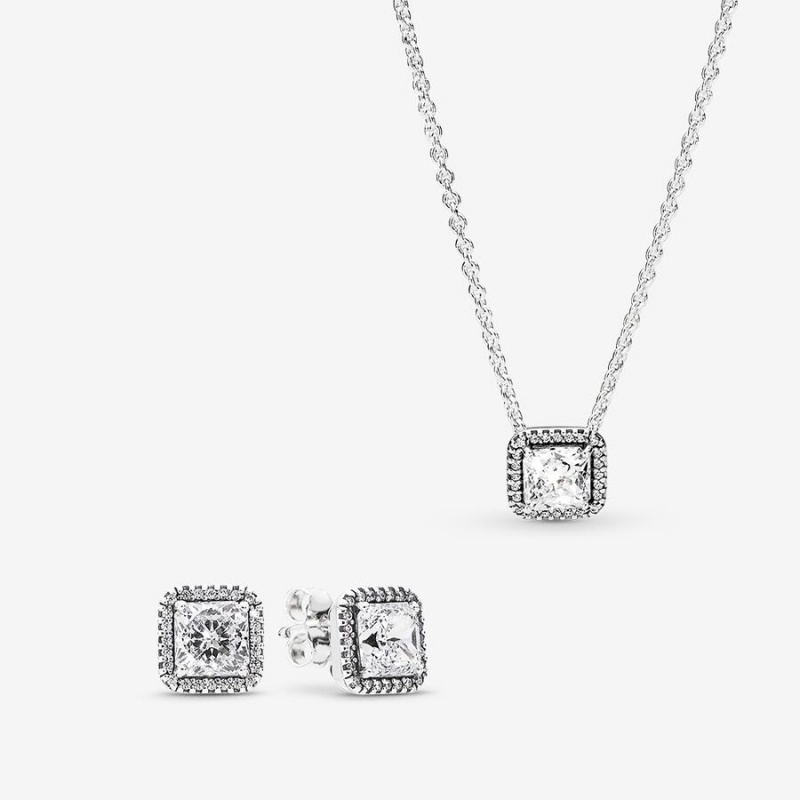 Pandora Necklace & Earring Sets Sterling Silver | 654-OJIDUC