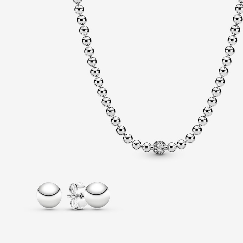 Pandora Necklace & Earring Sets Sterling Silver | 498-BOLRAM