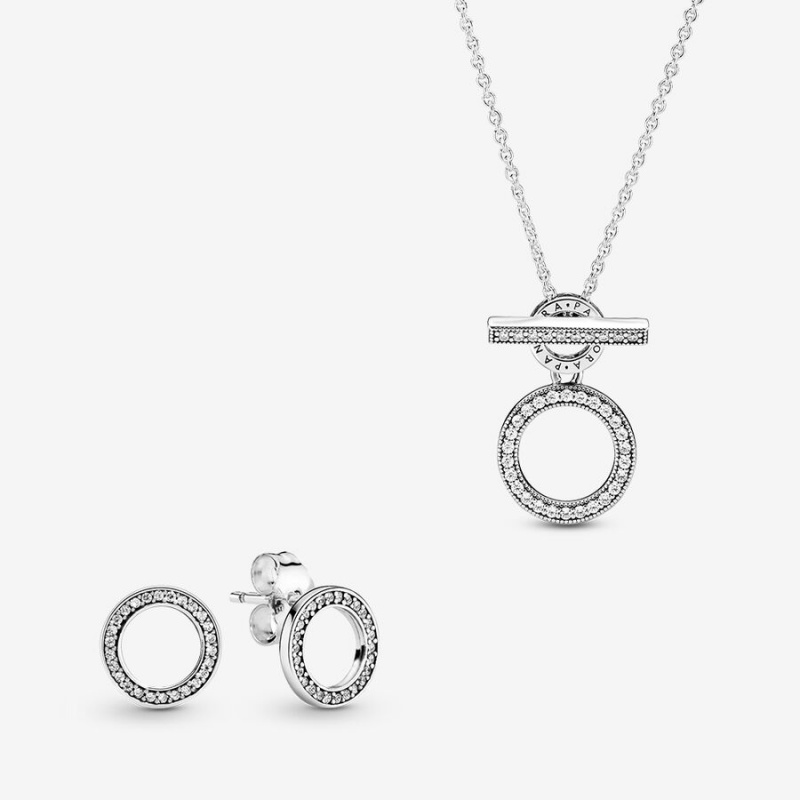 Pandora Necklace & Earring Sets Sterling Silver | 436-YWMEGD