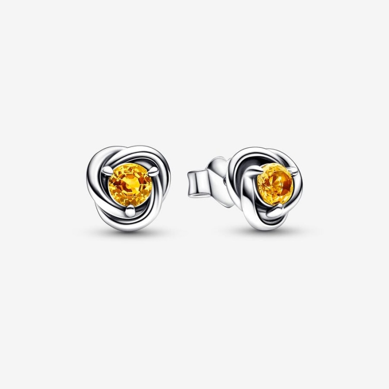 Pandora November Honey Eternity Circles Stud Earrings Sterling Silver | 253-PNAYLQ