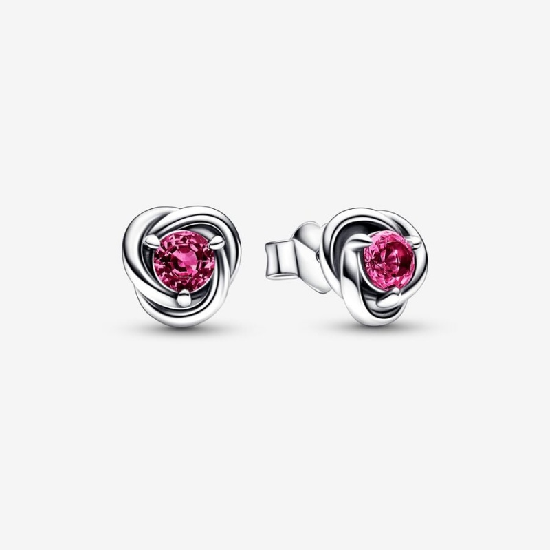 Pandora October Pink Eternity Circles Stud Earrings Sterling Silver | 657-BHSNCO