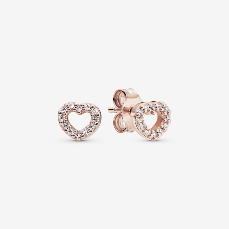 Pandora Open Hearts Stud Earrings Rose Gold Plated | 279-RHDXBJ