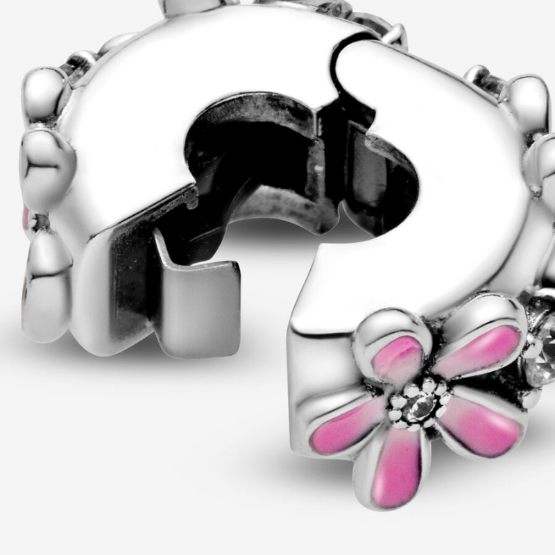 Pandora Pink Daisy Flower Clip Clips Sterling Silver | 703-OBUFCA