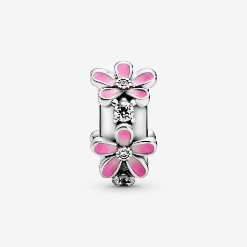 Pandora Pink Daisy Flower Clip Clips Sterling Silver | 703-OBUFCA