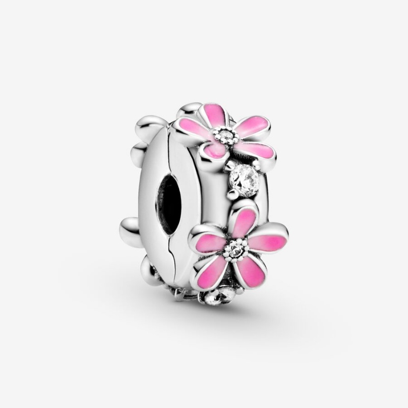 Pandora Pink Daisy Flower Clip Clips Sterling Silver | 703-OBUFCA