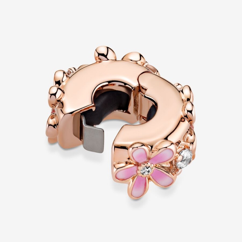 Pandora Pink Daisy Spacer Clip Clips Rose Gold Plated | 921-JTRUMY