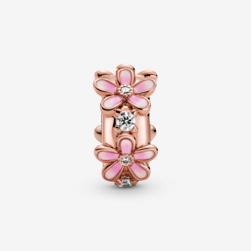 Pandora Pink Daisy Spacer Clip Clips Rose Gold Plated | 921-JTRUMY