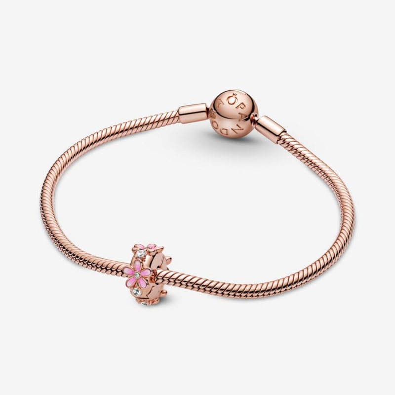 Pandora Pink Daisy Spacer Clip Clips Rose Gold Plated | 921-JTRUMY