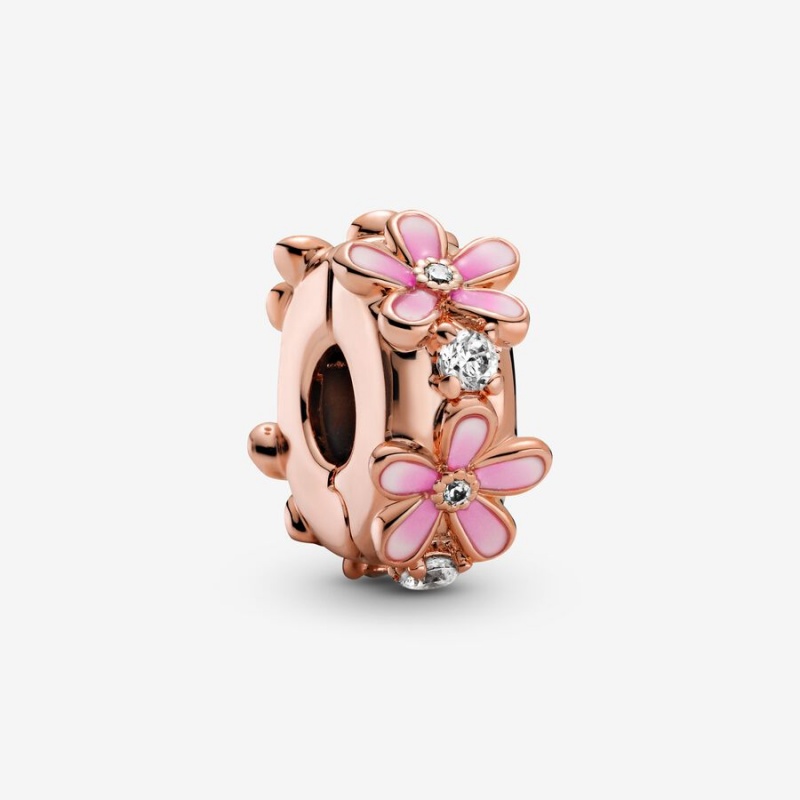 Pandora Pink Daisy Spacer Clip Clips Rose Gold Plated | 921-JTRUMY