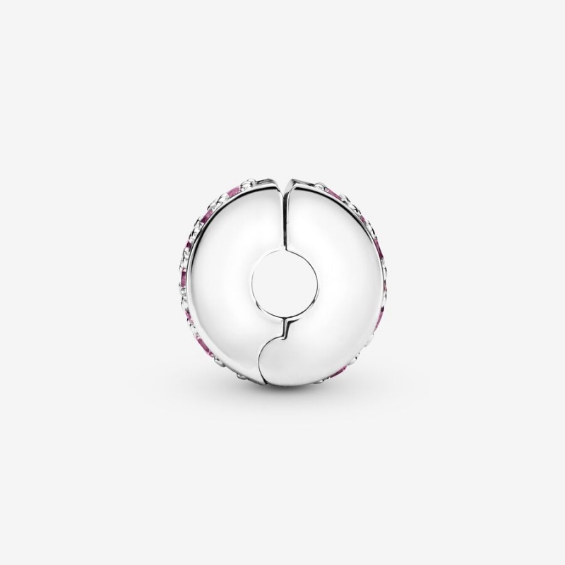 Pandora Pink Pavé Clip Clips Sterling Silver | 471-FSHBVU