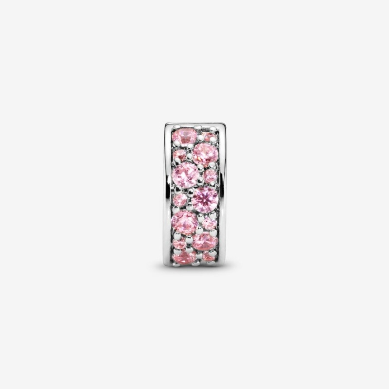 Pandora Pink Pavé Clip Clips Sterling Silver | 471-FSHBVU